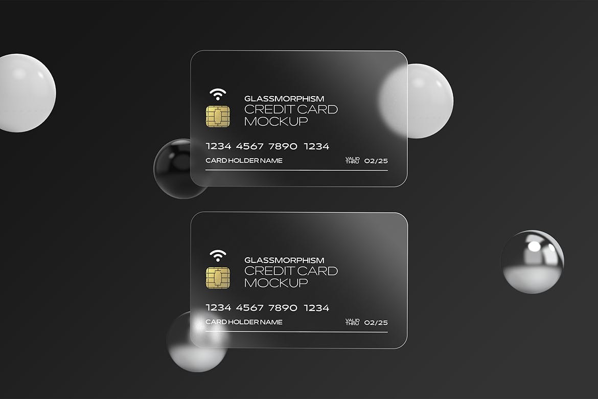 磨砂玻璃信用卡设计展示样机 Glass Effect Credit Card Mockups 样机素材 第4张
