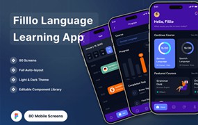 语言学习App应用程序UI套件