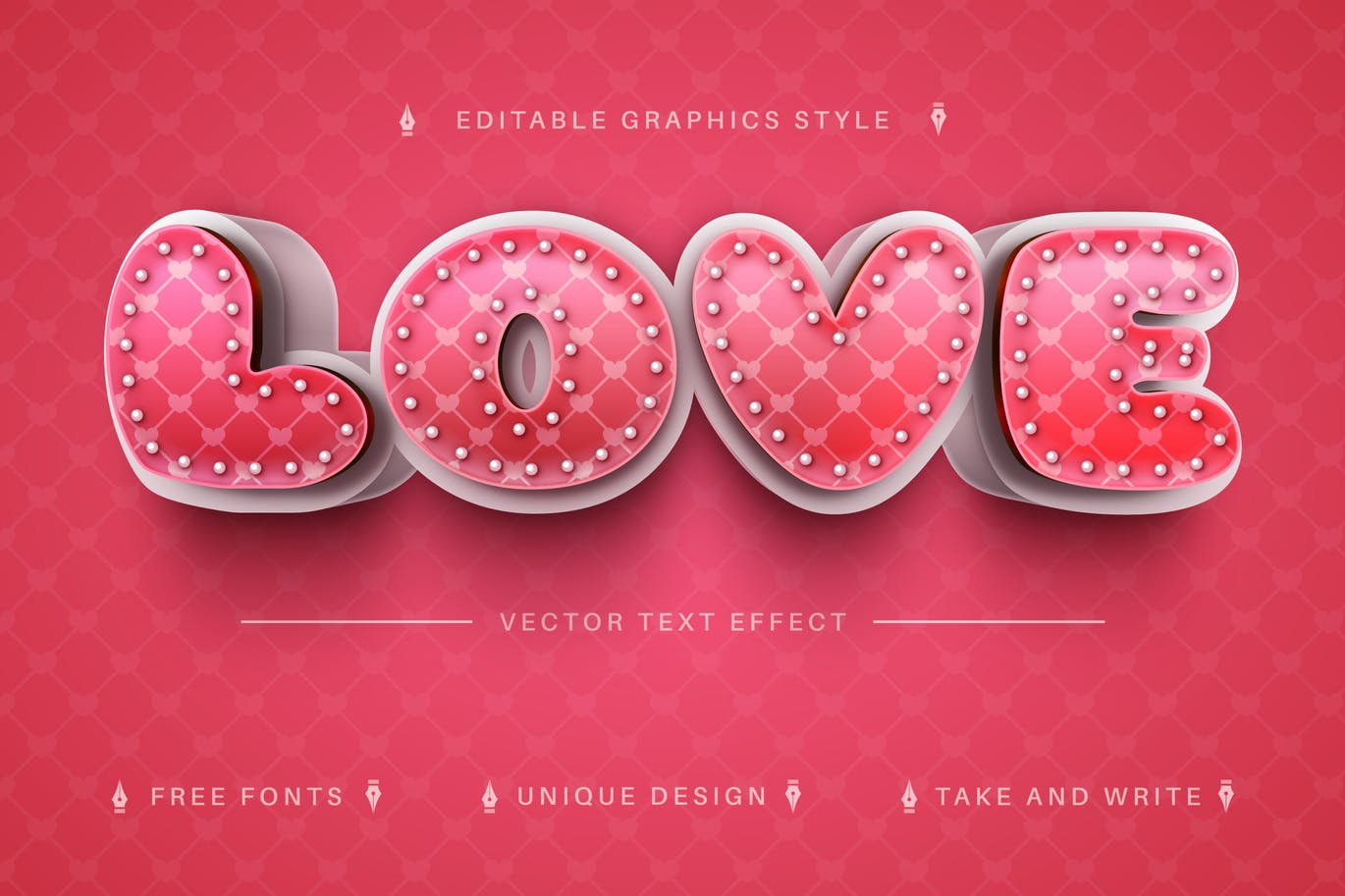 粗体爱心矢量文字效果字体样式 Big Love – Editable Text Effect, Font Style 插件预设 第1张