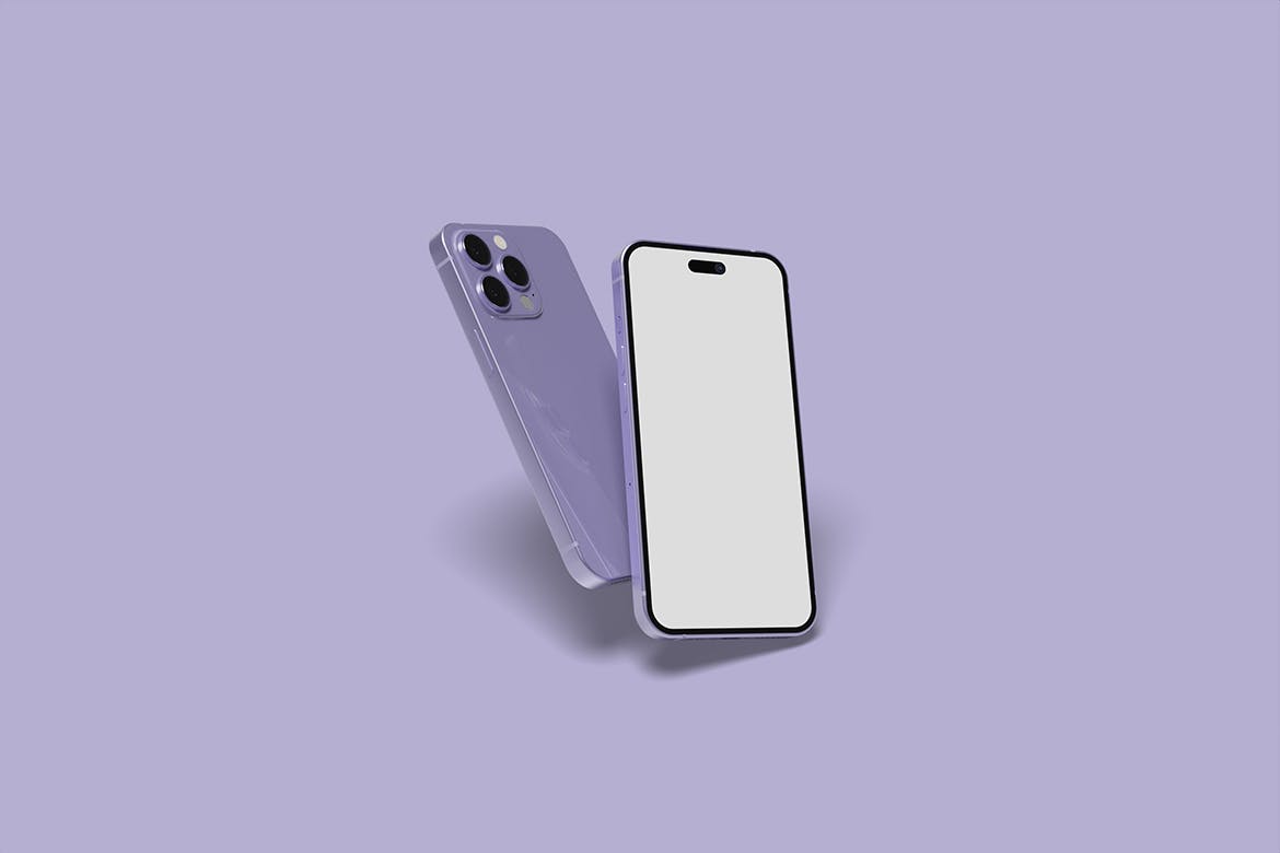 紫色iPhone 14 Pro手机UI设计展示样机 iPhone 14 Mockup 样机素材 第3张