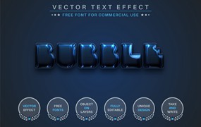深色气泡矢量文字效果字体样式 Dark Bubble – Editable Text Effect, Font Style