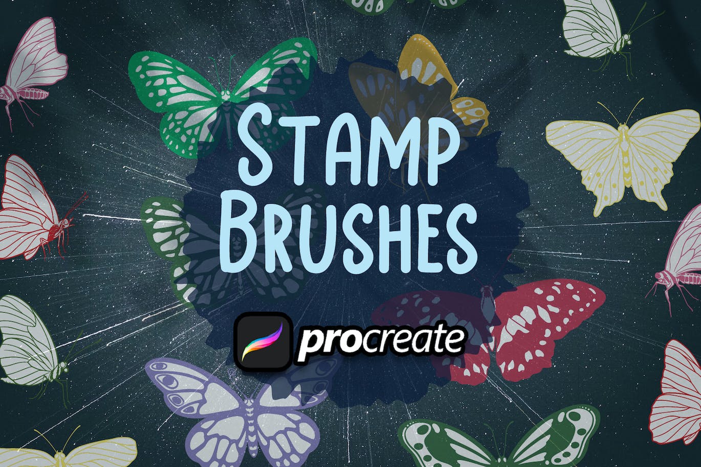 蝴蝶Procreate印章绘画笔刷素材 Butterfly Brush Stamp Procreate 笔刷资源 第1张