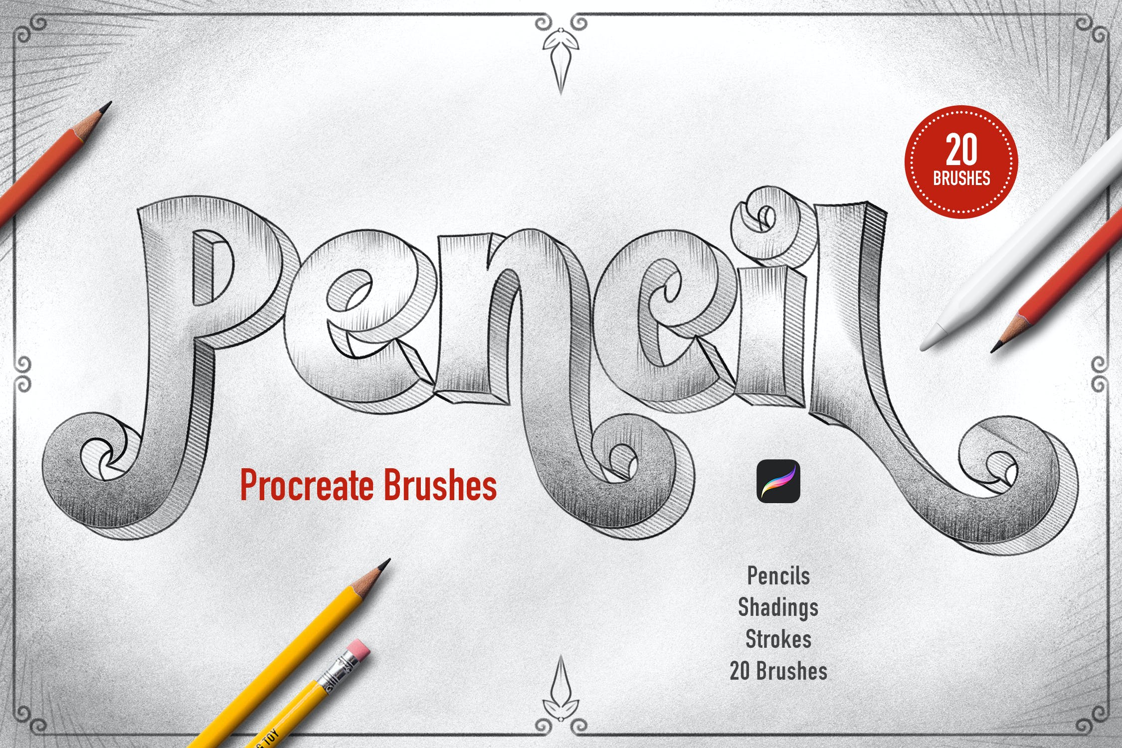 Procreate铅笔纹理绘画笔刷 Pencils Procreate Brushes 笔刷资源 第1张