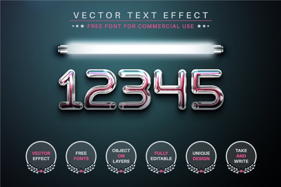 水晶灯管矢量文字效果字体样式 Super Light – Editable Text Effect, Font Style 插件预设 第4张