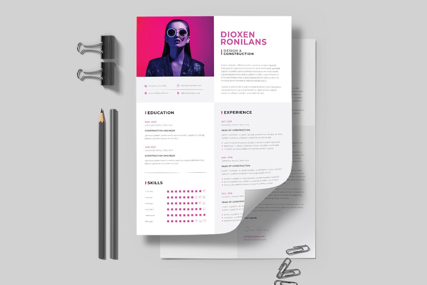 极简求职简历设计模板 Minimal Resume Template 幻灯图表 第3张