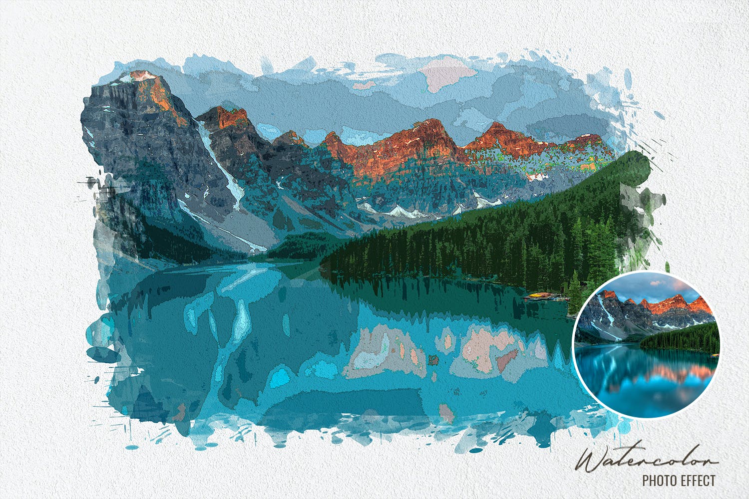 逼真风景水彩PS照片效果模板 Landscape Watercolor Photoshop Effect 插件预设 第2张