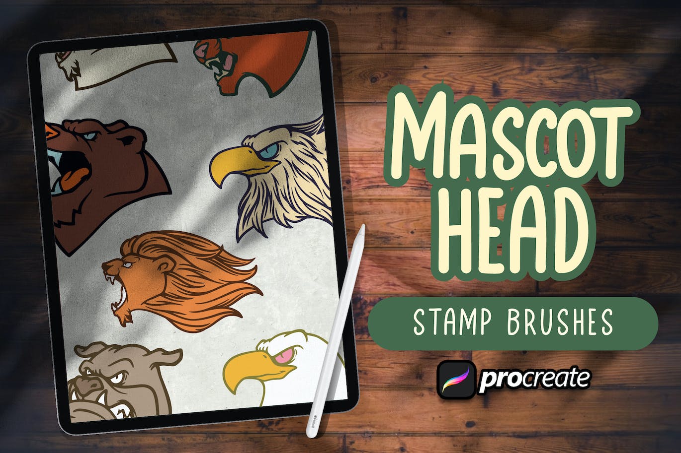 吉祥物头像Procreate印章绘画笔刷素材 Mascot Head Stamp Brush Procreate 笔刷资源 第2张