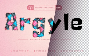 菱形花纹矢量文字效果字体样式 Argyle – Edit Text Effect, Editable Font Style