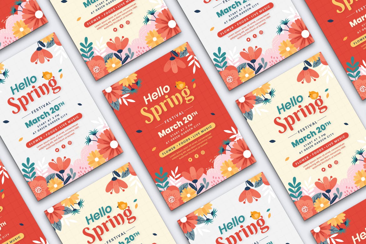 春季风格海报传单Ai和EPS模板 Spring Style Flyer Ai & EPS Template 设计素材 第2张