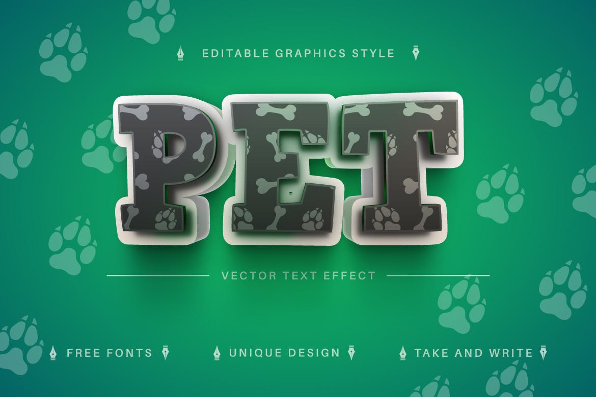 宠物狗元素矢量文字效果字体样式 Pet Animal Dog – Editable Text Effect, Font Style 插件预设 第5张