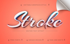 3D连字矢量文字效果字体样式 Beauty Stroke – Editable Text Effect, Font Style