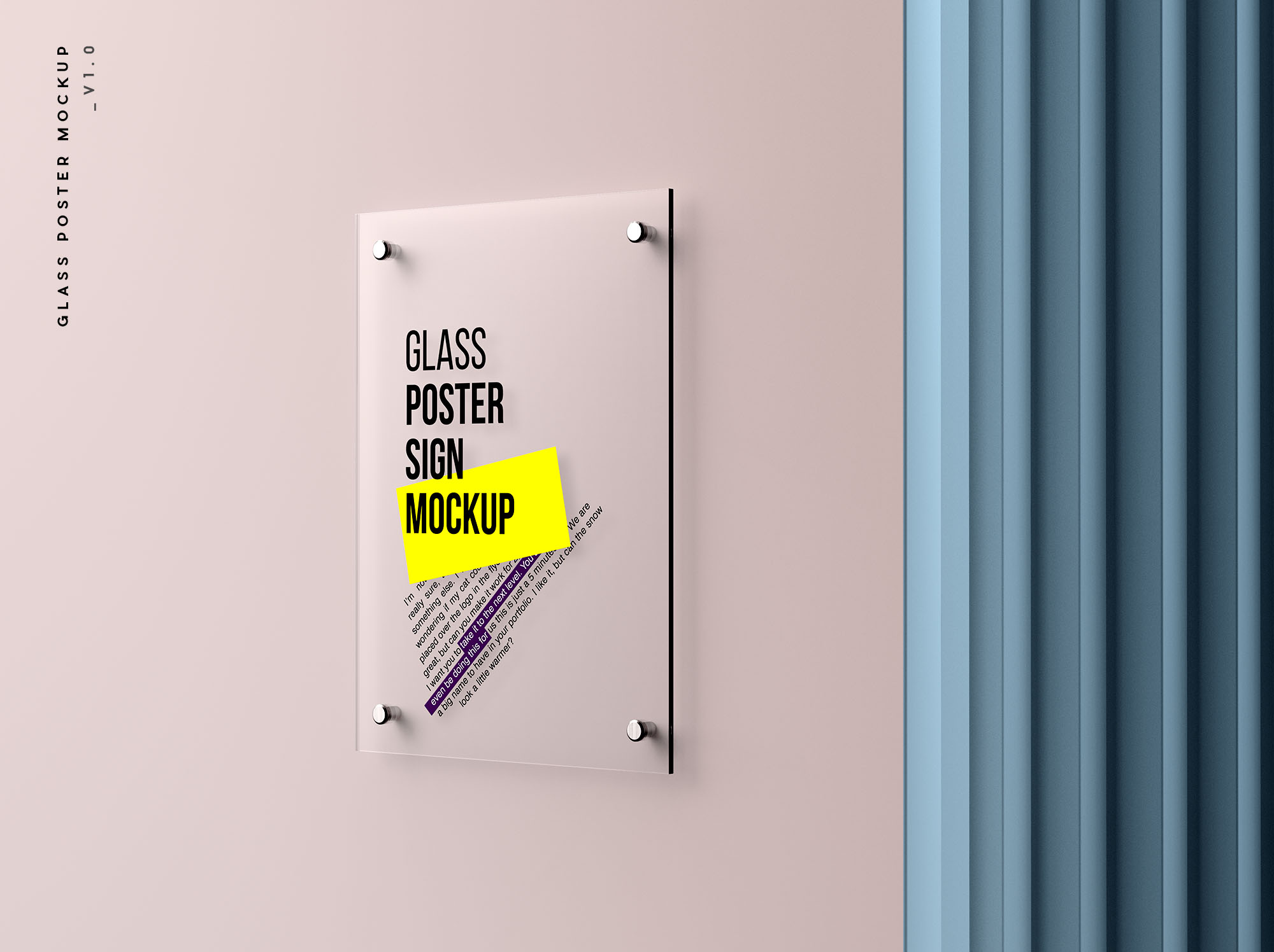 玻璃海报标牌样机 Glass Poster Mockup 样机素材 第1张