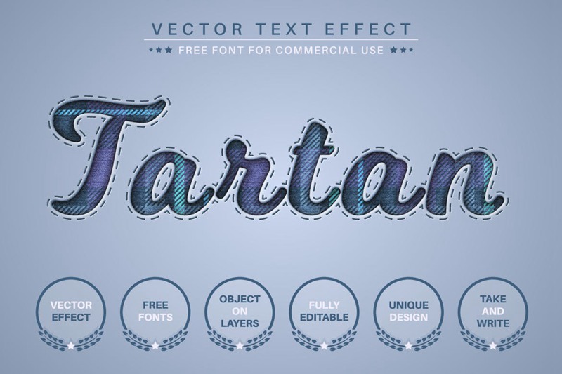 牛仔裤格纹矢量文字效果字体样式 Jeans Tartan – Editable Text Effect, Font Style 插件预设 第4张