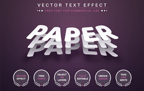 多层折纸矢量文字效果字体样式 Paper Origami – Editable Text Effect, Font Style
