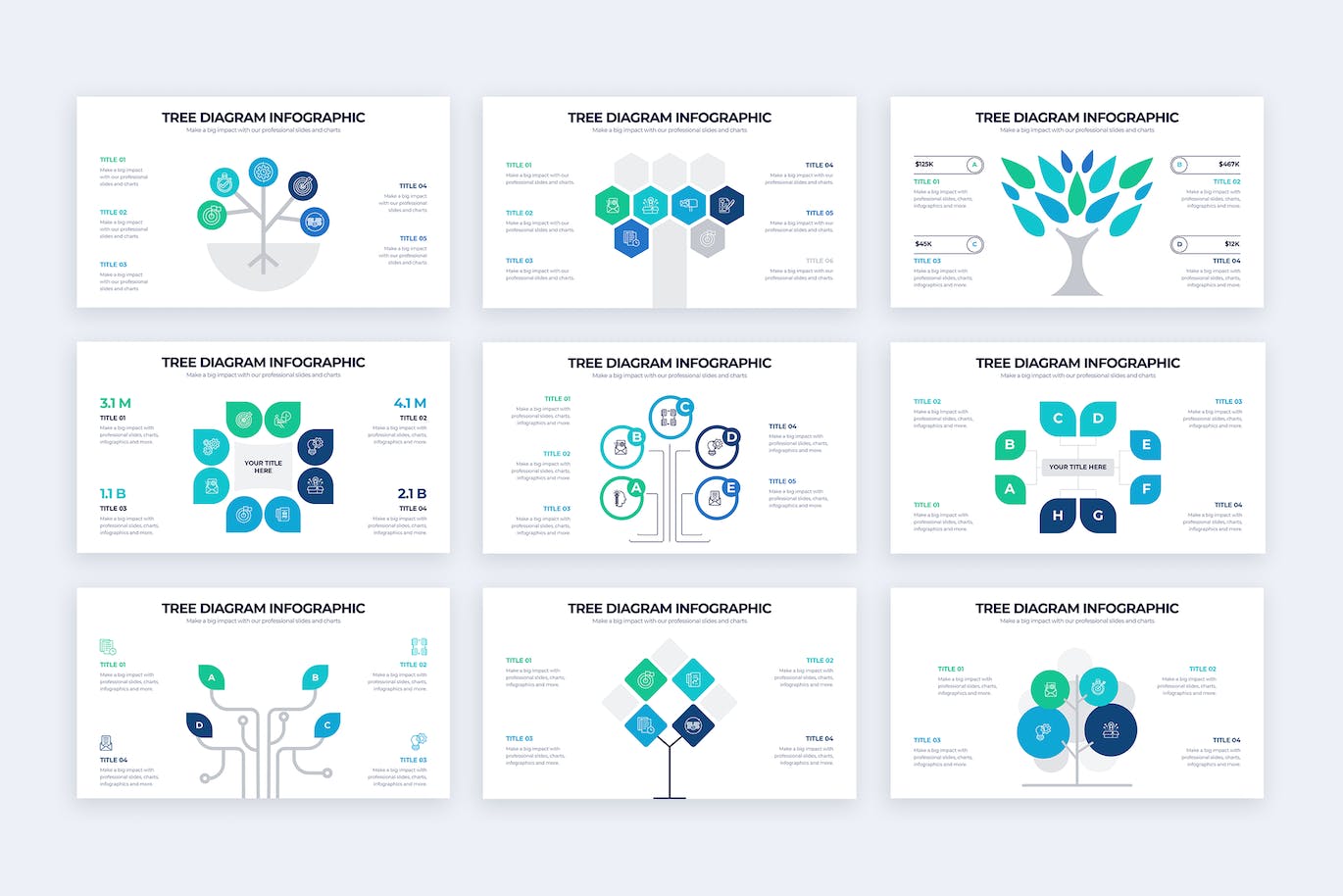 现代树图信息图表Google幻灯片模板 Business Tree Diagram Google Slides Infographics 幻灯图表 第2张