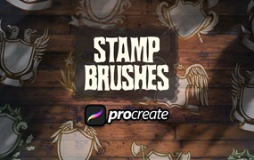 中世纪盾牌Procreate印章绘画笔刷素材 Medieval Shield Heraldic Stamp Brush Procreate