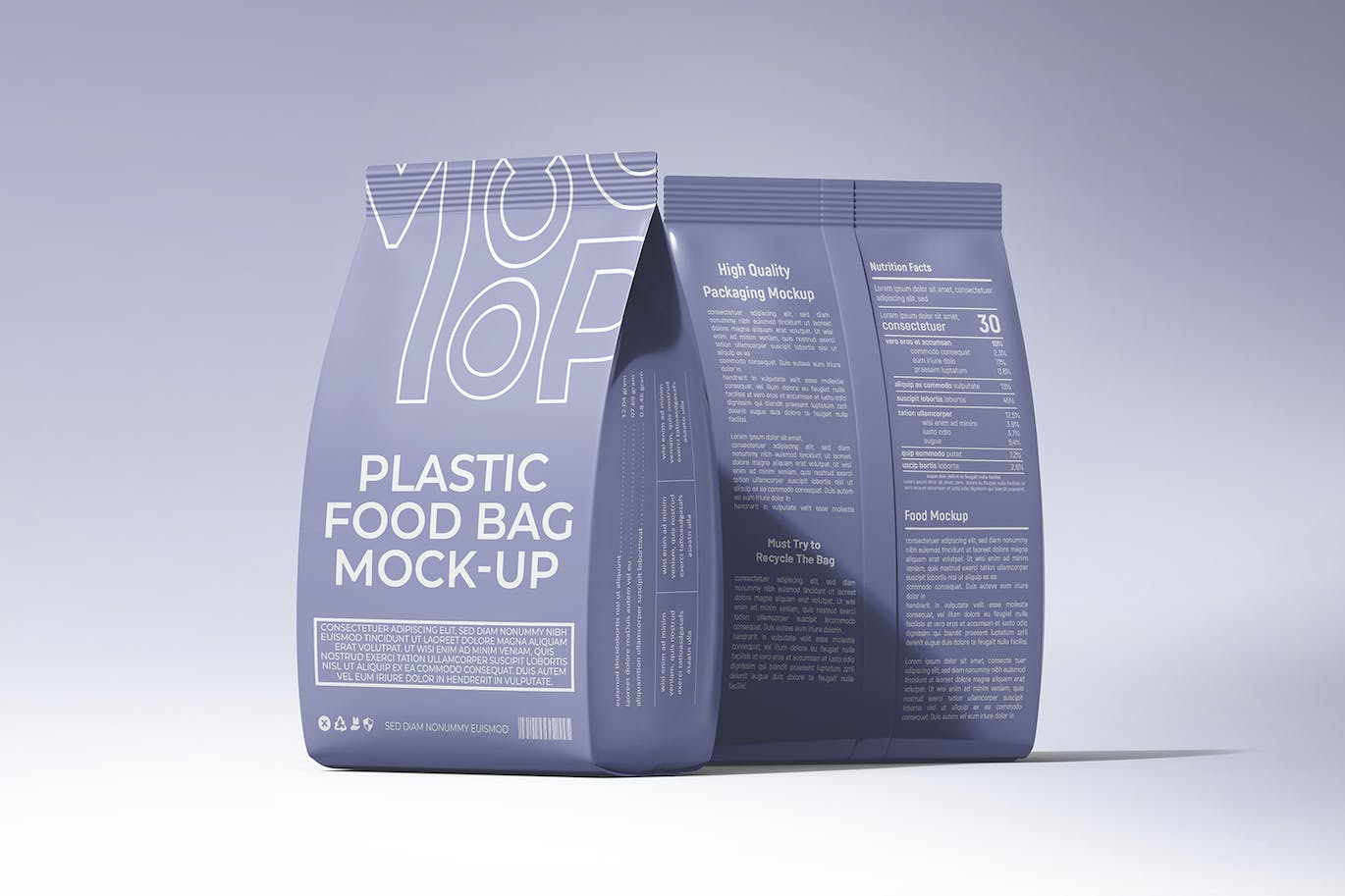哑光塑料食品包装袋PSD样机 Matte Plastic Food Packaging Bag PSD Mockup 样机素材 第9张