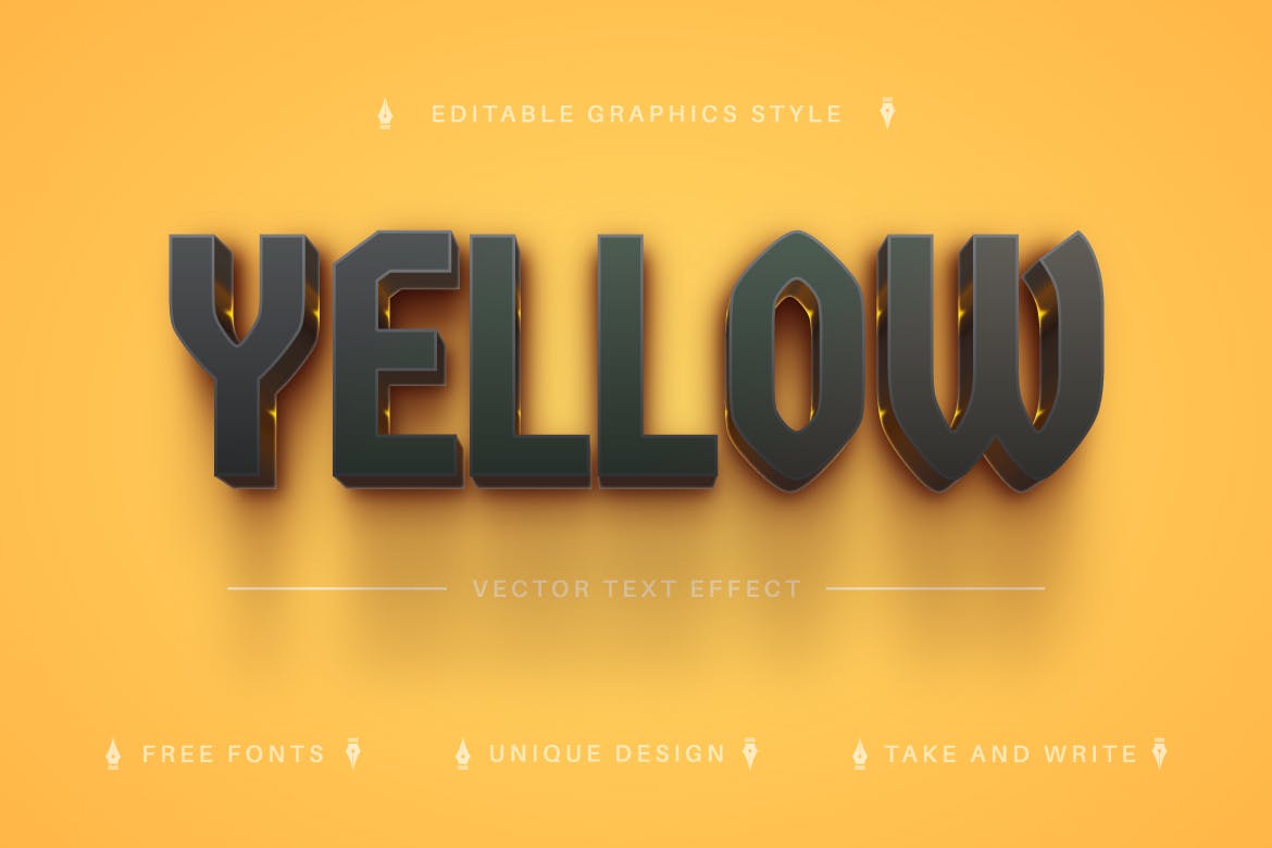 黑金矢量文字效果字体样式 Yellow Banana – Editable Text Effect, Font Style 插件预设 第3张