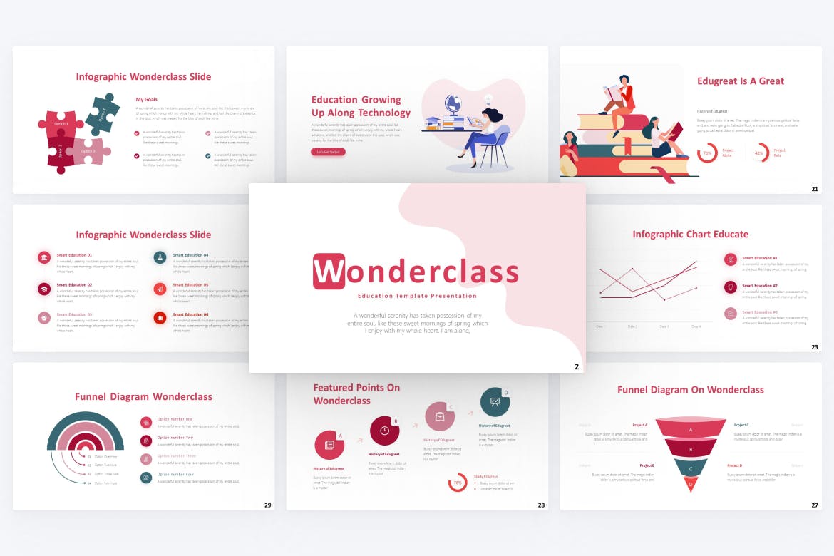 课堂教育幻灯片演示PPT模板 Wonderclass Education PowerPoint Template 幻灯图表 第3张