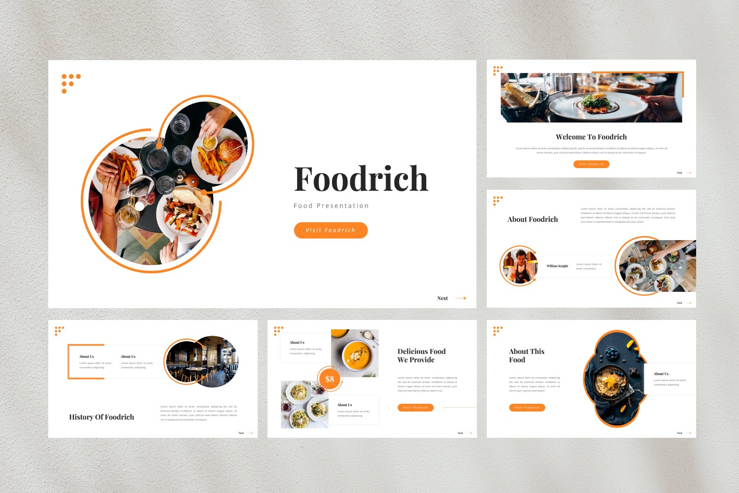 餐厅美食演示PPT模板 Foodrich – Food PowerPoint Template 幻灯图表 第2张