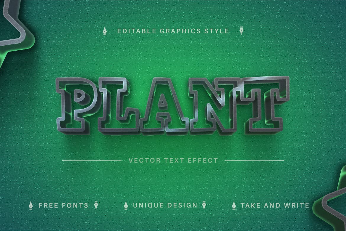 时尚绿色矢量文字效果字体样式 Stylish Green – Editable Text Effect, Font Style 插件预设 第4张