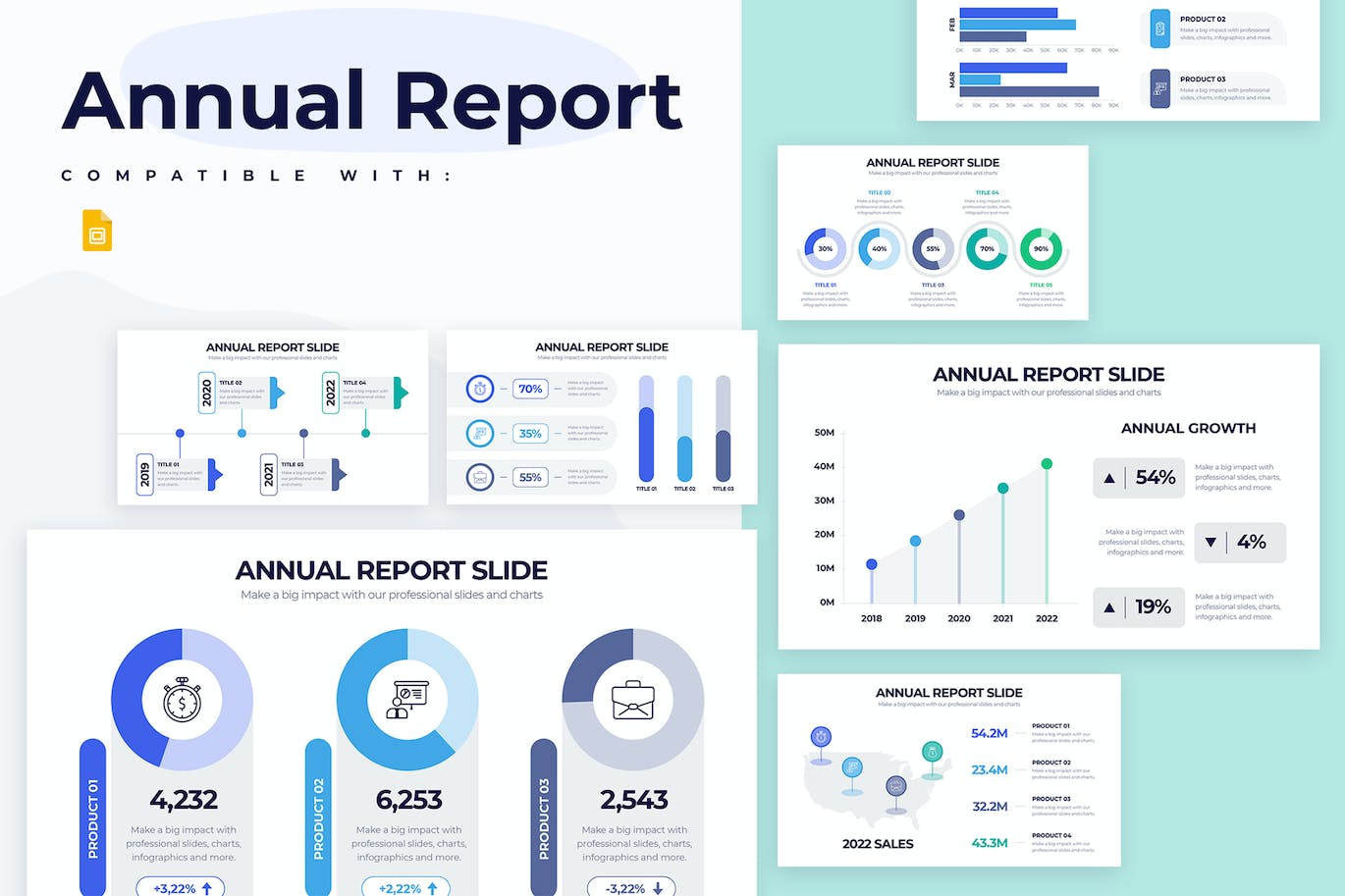 现代年度报告信息图表谷歌幻灯片创意模板 Business Annual Report Google Slides Infographics 幻灯图表 第1张