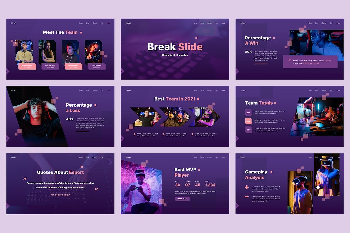 电子竞技和游戏Google幻灯片模板下载 Sparkz – Esport & Gaming Google Slides Template 幻灯图表 第2张