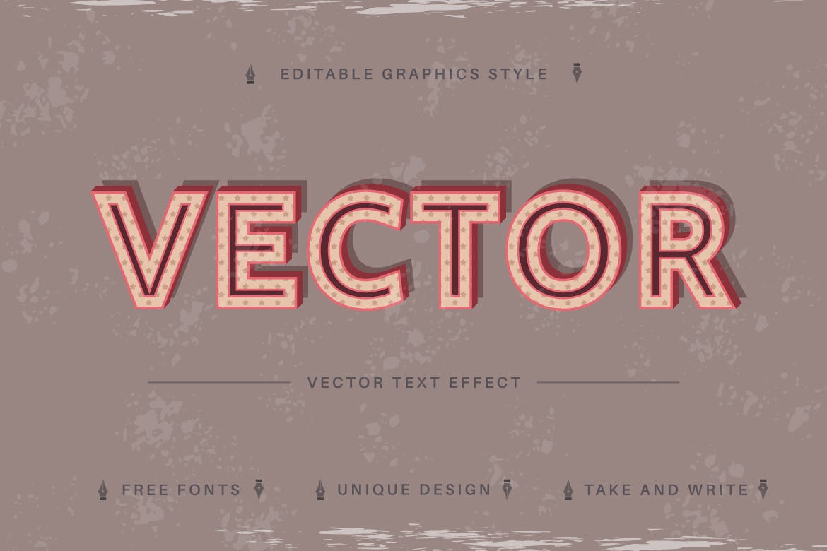 复古星星矢量文字效果字体样式 Old – Editable Text Effect, Font Style 插件预设 第5张
