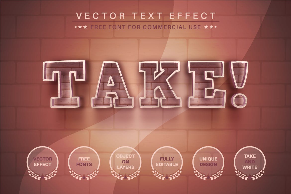 砖石纹理矢量文字效果字体样式 Brick Stone – Editable Text Effect, Font Style 插件预设 第5张