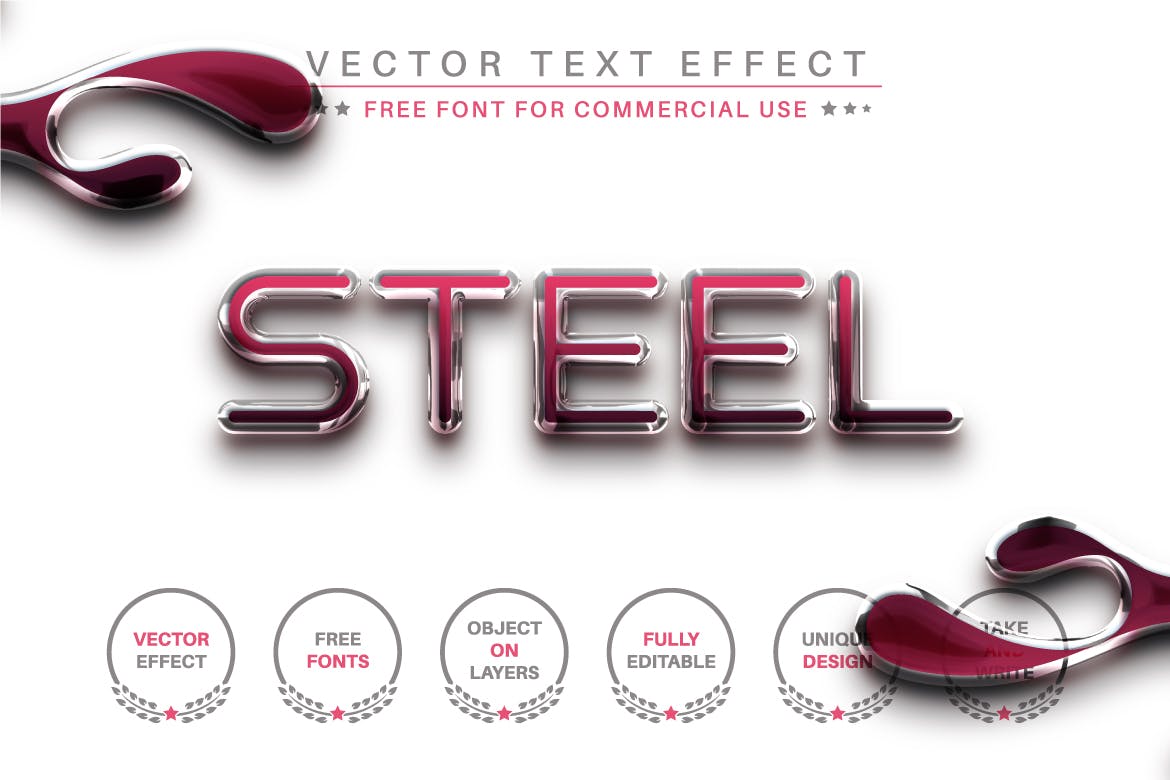 粉红金属矢量文字效果字体样式 Pink Metal – Editable Text Effect, Font Style 插件预设 第4张