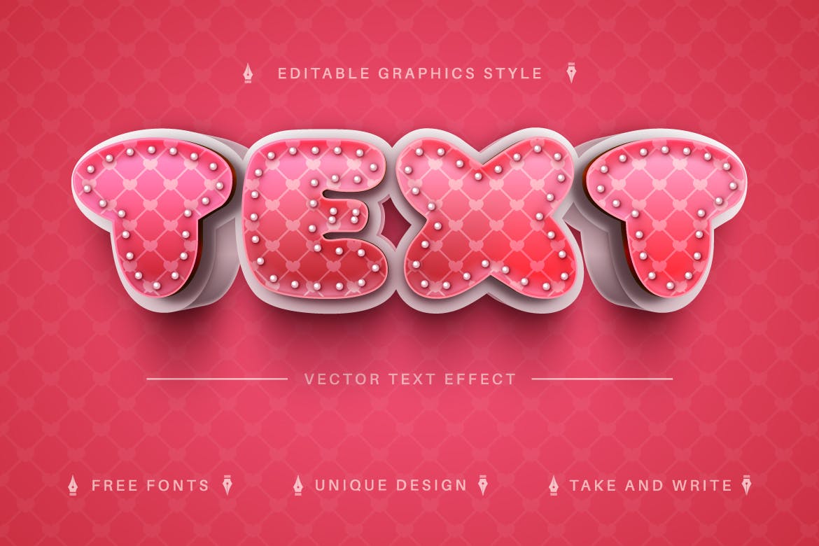 粗体爱心矢量文字效果字体样式 Big Love – Editable Text Effect, Font Style 插件预设 第2张