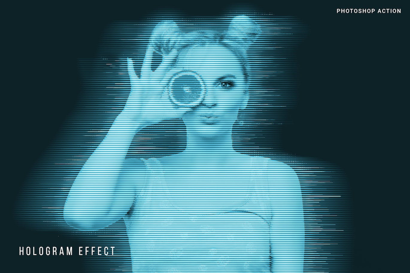 全息图技术效果PS动作模板 Hologram Effect Photoshop Action 插件预设 第1张