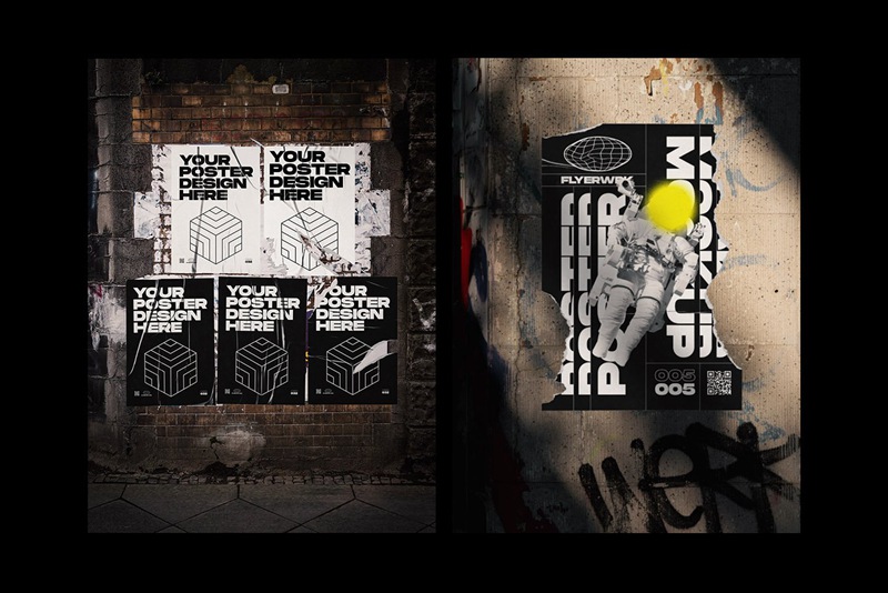 Flyerwrk 潮流4K城市竖屏海报墙模型PSD海报样机模板 Urban Poster Wall Mockups 样机素材 第10张