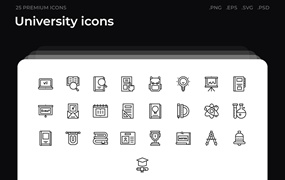 25枚大学主题简约线条矢量图标 University icons