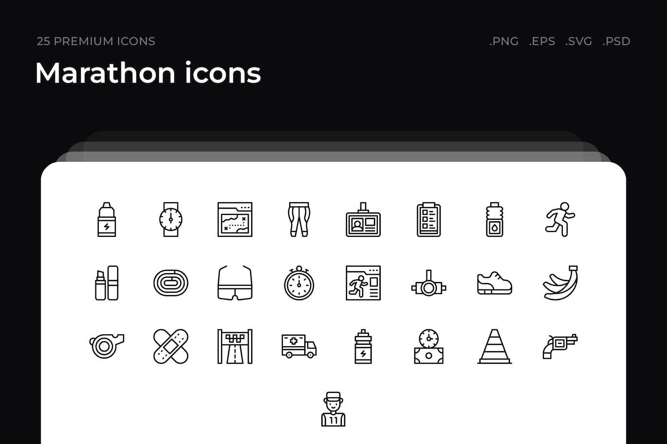 25枚马拉松赛跑主题简约线条矢量图标 Marathon icons 图标素材 第1张