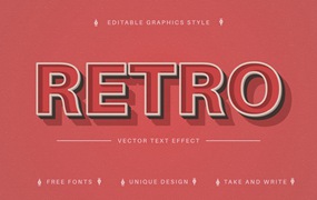 复古红色矢量文字效果字体样式 Red Retro – Editable Text Effect, Font Style