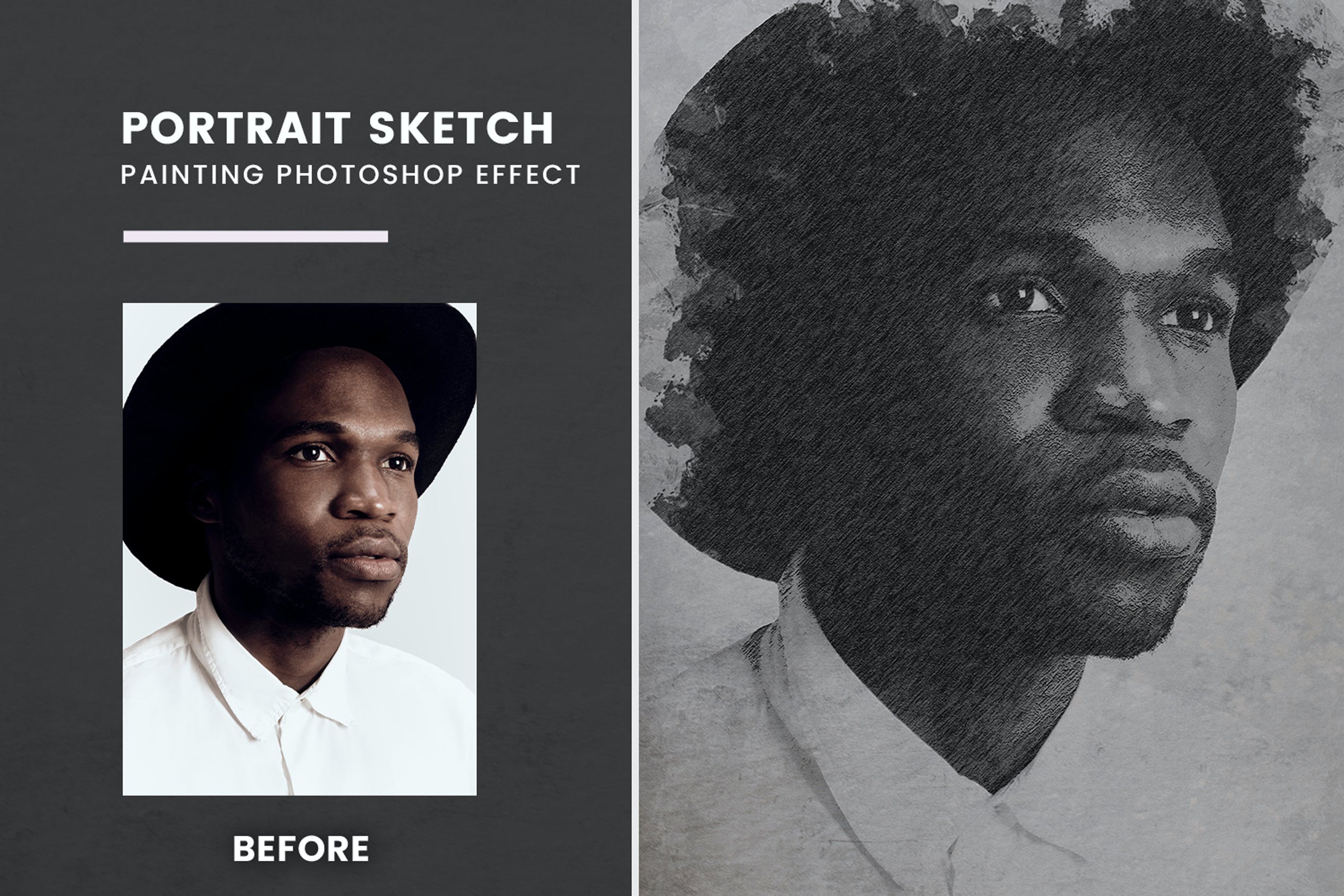 人像素描PS照片效果模板 Portrait Sketch Painting photoshop Effect 插件预设 第1张