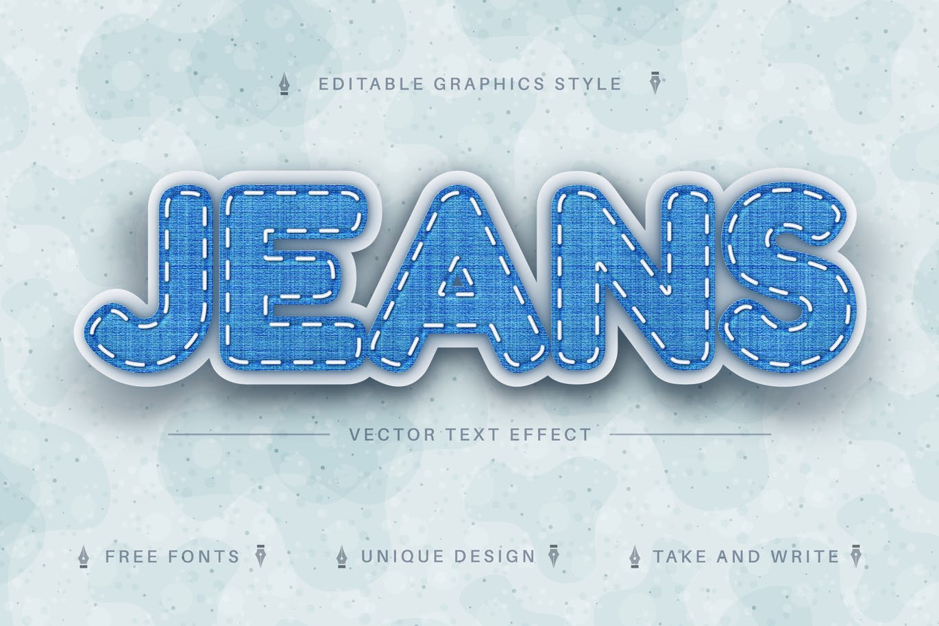 牛仔裤纺织矢量文字效果字体样式 Jeans Textile – Editable Text Effect, Font Style 插件预设 第1张