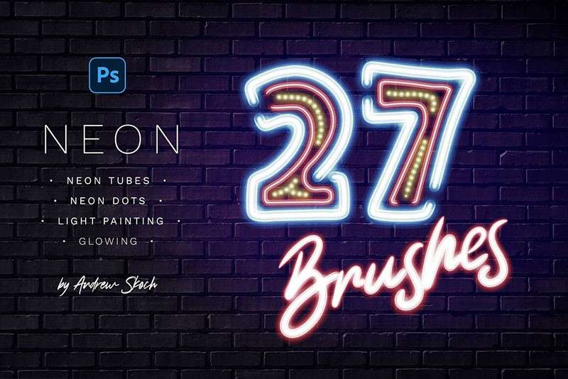 27个霓虹光效Photoshop笔刷套装 笔刷资源 第7张