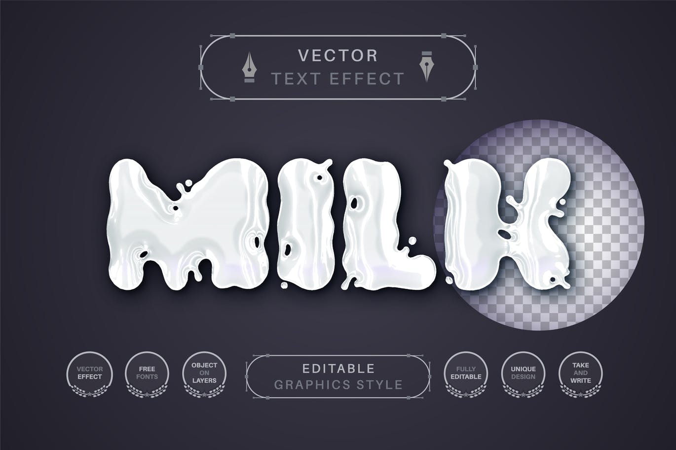 白色牛奶矢量文字效果字体样式 White Milk – Editable Text Effect, Font Style 插件预设 第1张