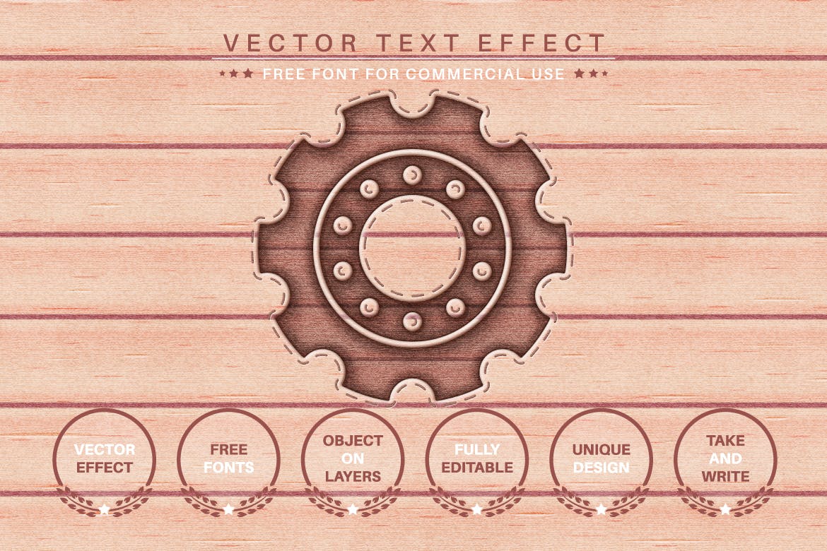 木纹工艺矢量文字效果字体样式 Wooden Craft – Editable Text Effect, Font Style 插件预设 第4张