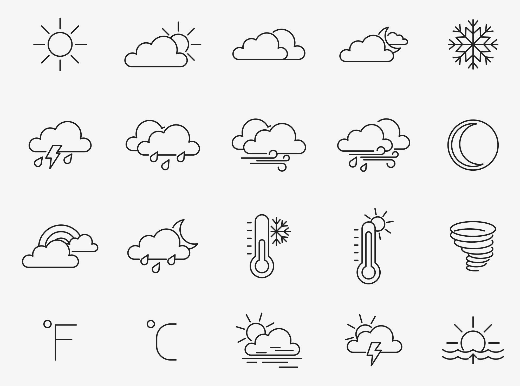 80个天气矢量图标 80 Weather Vector Icons 图标素材 第3张