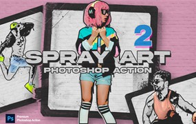 喷涂艺术效果照片处理Photoshop动作 Spray Art 2 Photoshop Action