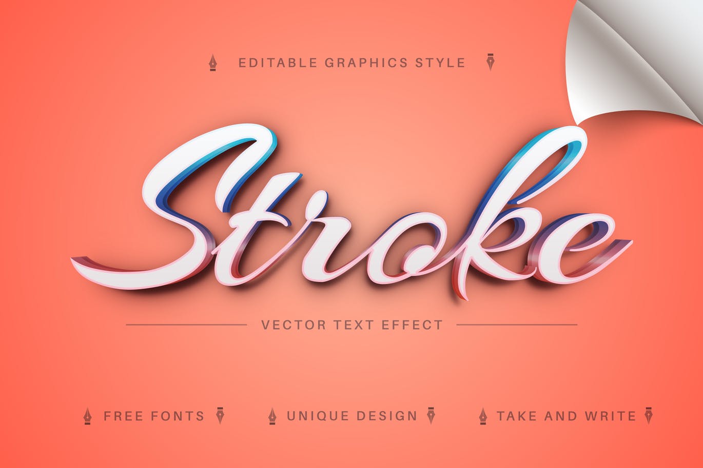 3D连字矢量文字效果字体样式 Beauty Stroke – Editable Text Effect, Font Style 插件预设 第1张