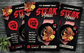 牛排餐厅销售宣传单设计 Steak House Flyer Template