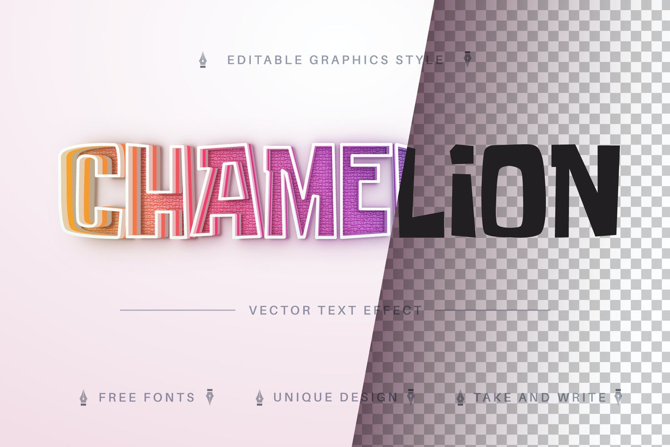 渐变皮革矢量文字效果字体样式 Chamelion – Editable Text Effect, Font Style 插件预设 第1张