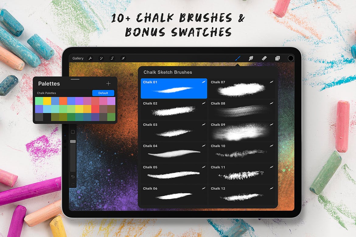 Procreate粉笔素描笔刷 Procreate Chalk Sketch Brushes 笔刷资源 第3张