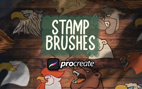 吉祥物头像Procreate印章绘画笔刷素材 Mascot Head Stamp Brush Procreate