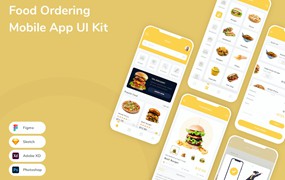 食品订购App应用程序UI工具包素材 Food Ordering Mobile App UI Kit