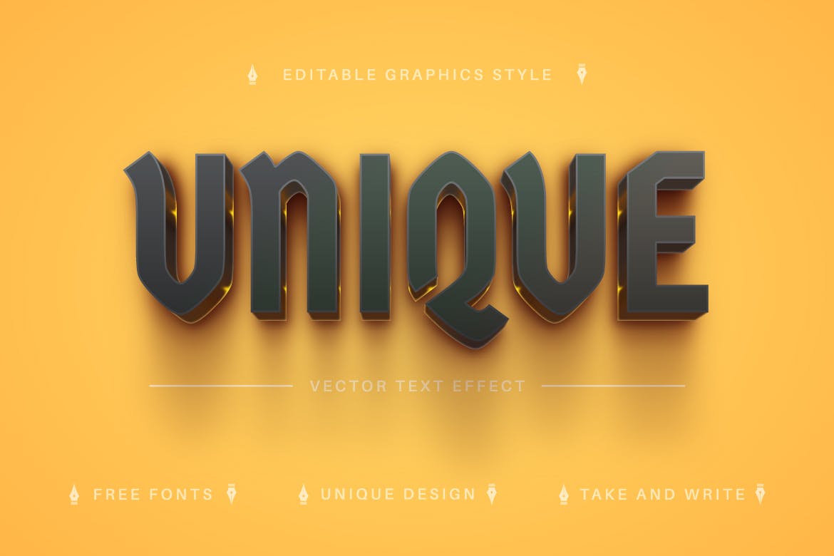 黑金矢量文字效果字体样式 Yellow Banana – Editable Text Effect, Font Style 插件预设 第5张